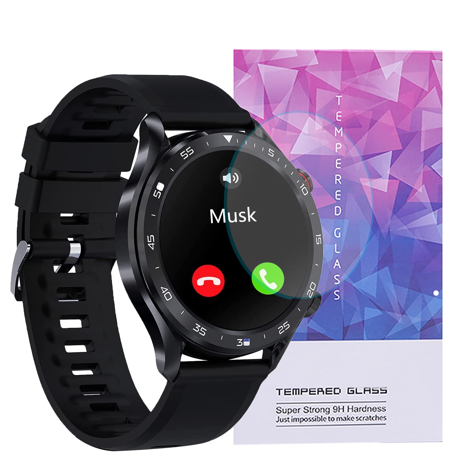 Compatible for BRIBEJAT BT2 Smart Watch Screen Protector, [3 Pack] 9H Tempered Glass Screen Protector Film Compatible for BRIBEJAT BT2 Pro Smart Watch/BRIBEJAT BT2 Smart Watch for Men (3 pack)