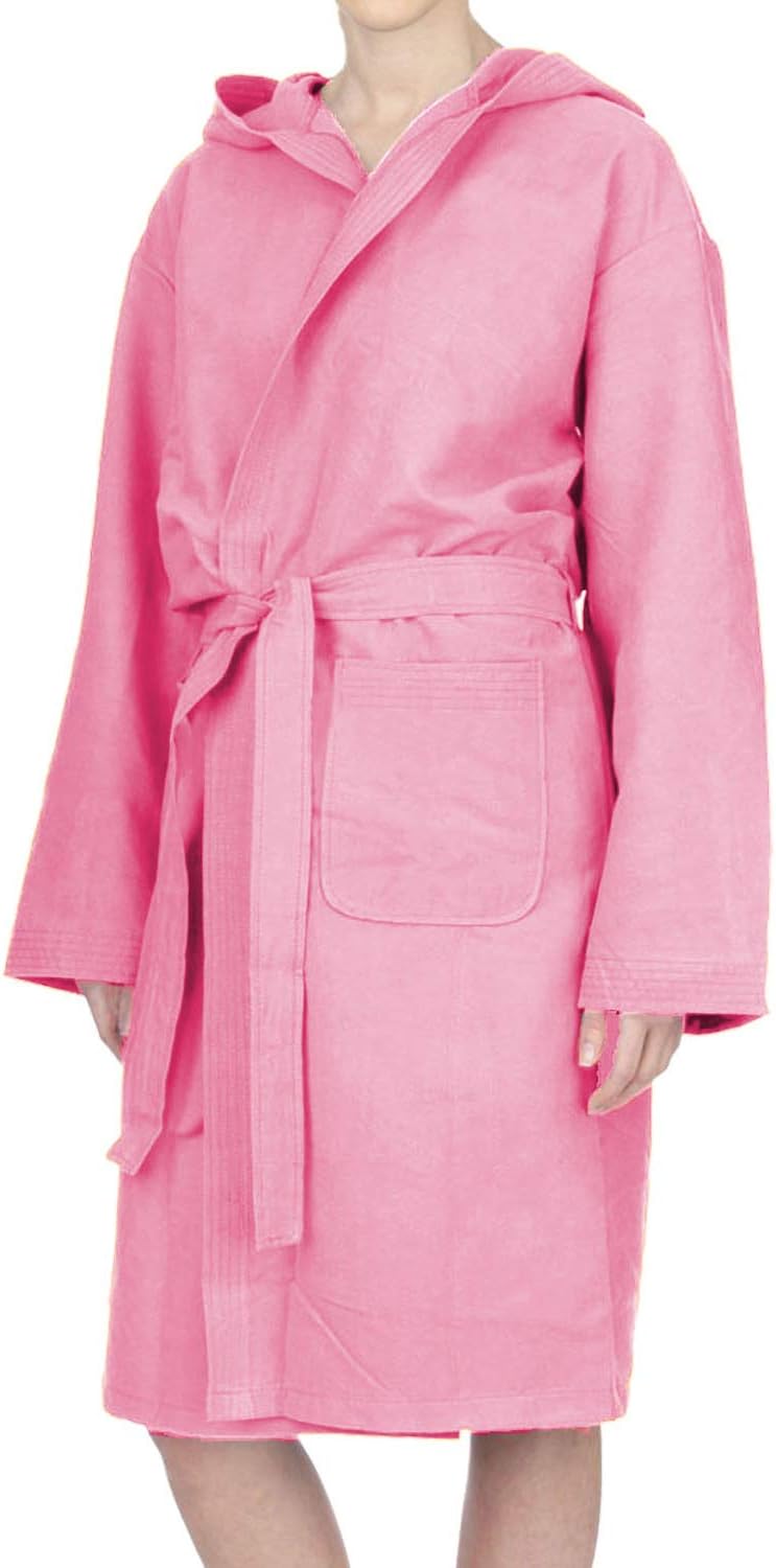 PETTI Artigiani Italiani Unisex, Hooded Microfiber Bathrobe, 100% Made in Italy, Microfibre, Pink, S