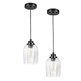 GyroVu Modern Glass Pendant Light 2 Pack, Black