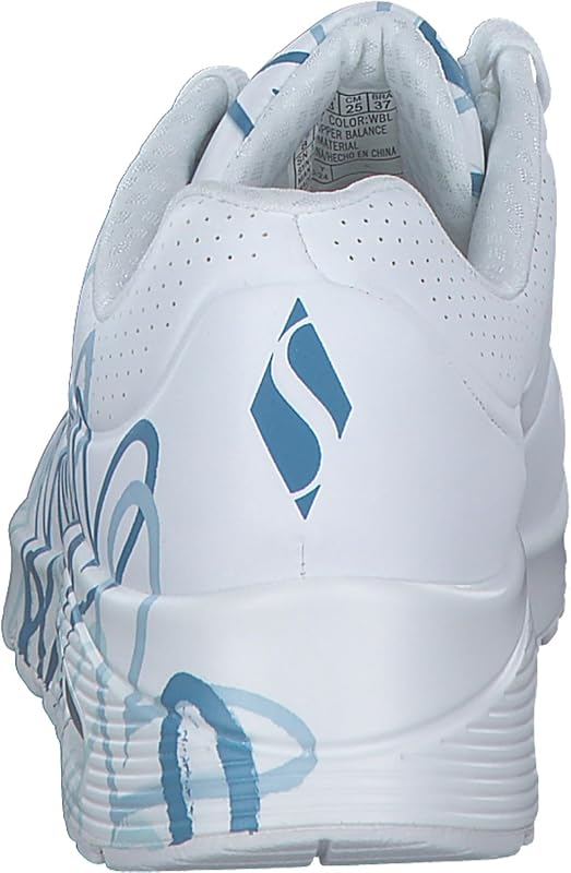 Damen UNO Spread the Love Trainer, White Duraleather / Blue Heart Print Trim, 38 EU
