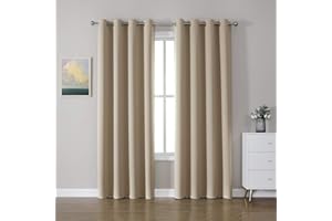 CUCRAF Room Darkening Blackout Curtains for Bedroom,Light Blocking Drapes for Living Room Curtains 84 inch Length,Set of 2 Panels (52 x 84 Inch, Beige)