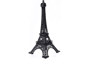 ESHATO Eiffel Tower Statue Decor, 7 Inch Alloy Metal Collectible Figurine Replica Souvenir Room, Paris Eiffel Tower Party Decoration Table Stand Holder Gift for Cake Topper
