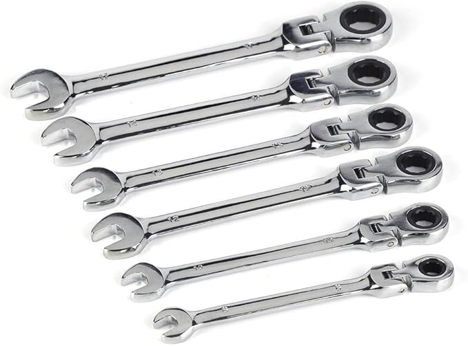 6 Pcs Flexible Ratchet Spanner Set, Flexible Head MultiFunctional