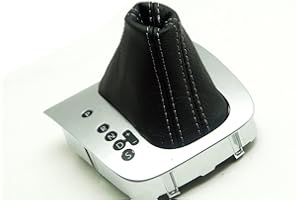 AUTOGURU VW Jetta Vento Bora MK5 05-10 Automatic Shift Boot Synthetic Leather Black, Gray Stitch