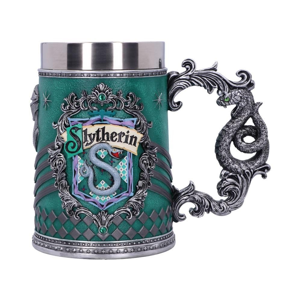 Nemesis Now Harry Potter Slytherin Hogwarts House Collectible Tankard, Green Silver, 15.5cm