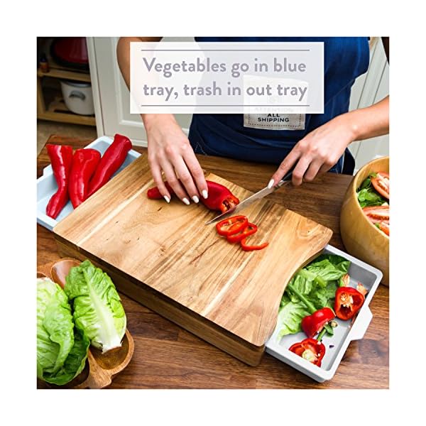 Cutting-Board-with-Tray-Organic-Acacia-Wood-Chopping-Board-with-2-Containers-for-Meat-Vegetables-Bread-or-Cheese-Board Cutting Board with Tray - Organic Acacia Wood Chopping Board with 2 Containers - for Meat Vegetables Bread or Cheese…