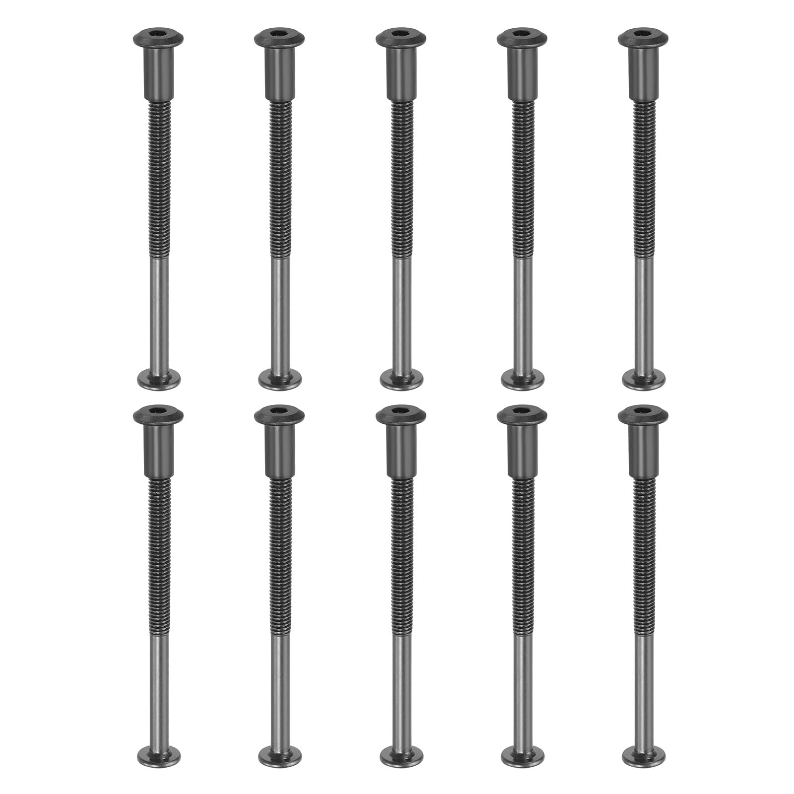 PATIKIL M6 x 100 mm Hex Chicago Screws, 10 Set Binding Screw Posts Connecting Hex Drive Socket Cap Bolt Nuts for Scrapbook Leather Belt Album Photo Furniture Repair, Black
