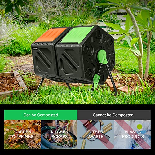 VIVOSUN Dual Chamber Tumbling Composter, 2X 18.5 Gallon Compost Bin