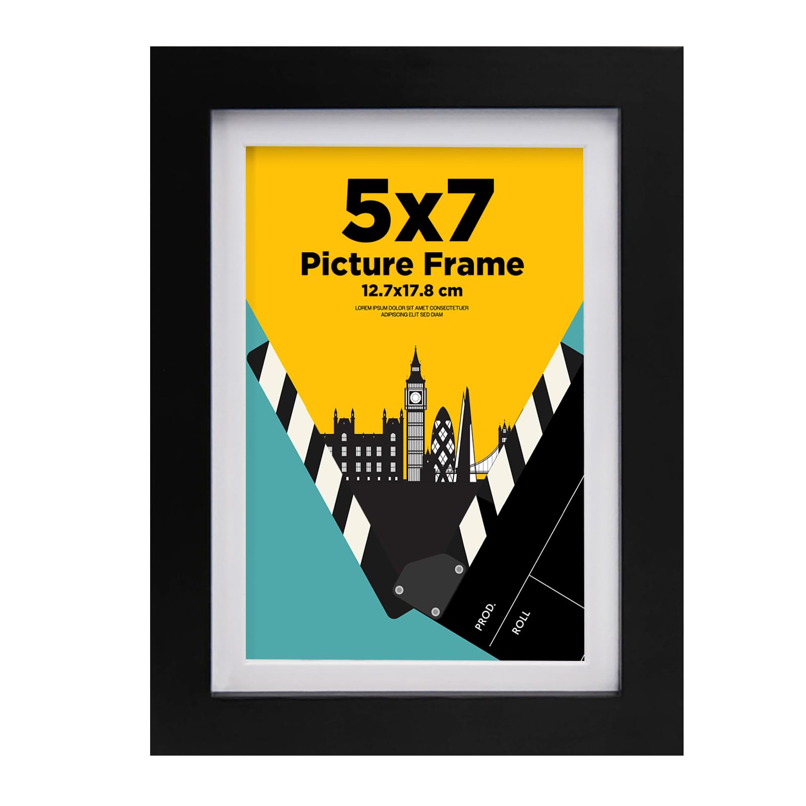 EGOFINE 7x5 Picture Frame,100% Solid Wood Frame with 4x6 Mat,7x5 Photo Frame with Acrylic Glass,17.8x12.7cm Small frame for Tabletop and Wall Mounting,Black
