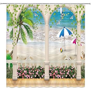 Amazon Com Amnysf Hawaii Beach Shower Curtain Tropical Ocean