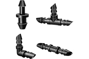 Gardrip Drip Irrigation Fittings Kit：125 Pieces Drip Irrigation Parts for 1/4" Drip Irrigation Tubing 1/4 Inch Barbed Connect