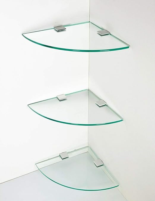 dylex 3 x GLASS CORNER SHELF IDEAL BATHROOM SHELVES Amazon.co.uk DIY