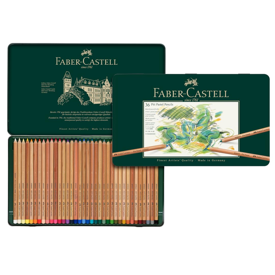 Faber-Castell PITT Pastel Pencils Tin of 36 Count (Pack of 1),Several Colours,112136