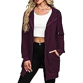 Locryz Women's Zip Up Hoodies Long Tunic Sweatshirts Oversized Fleece Sweatshirt Long Hoodie Fall Jacket Coat with Pocket