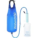 Waterdrop Gravity Water Filter Straw, Camping Water Filter, 0.1 Micron | Survival Water Purifier for Hiking, Backpacking &amp; Emergency Preparedness, with 1.5 Gallon Water Bag, Light Blue