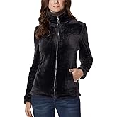 32 Degrees Women's Plush Faux Fur Full Zip Jacket (Black, XL)