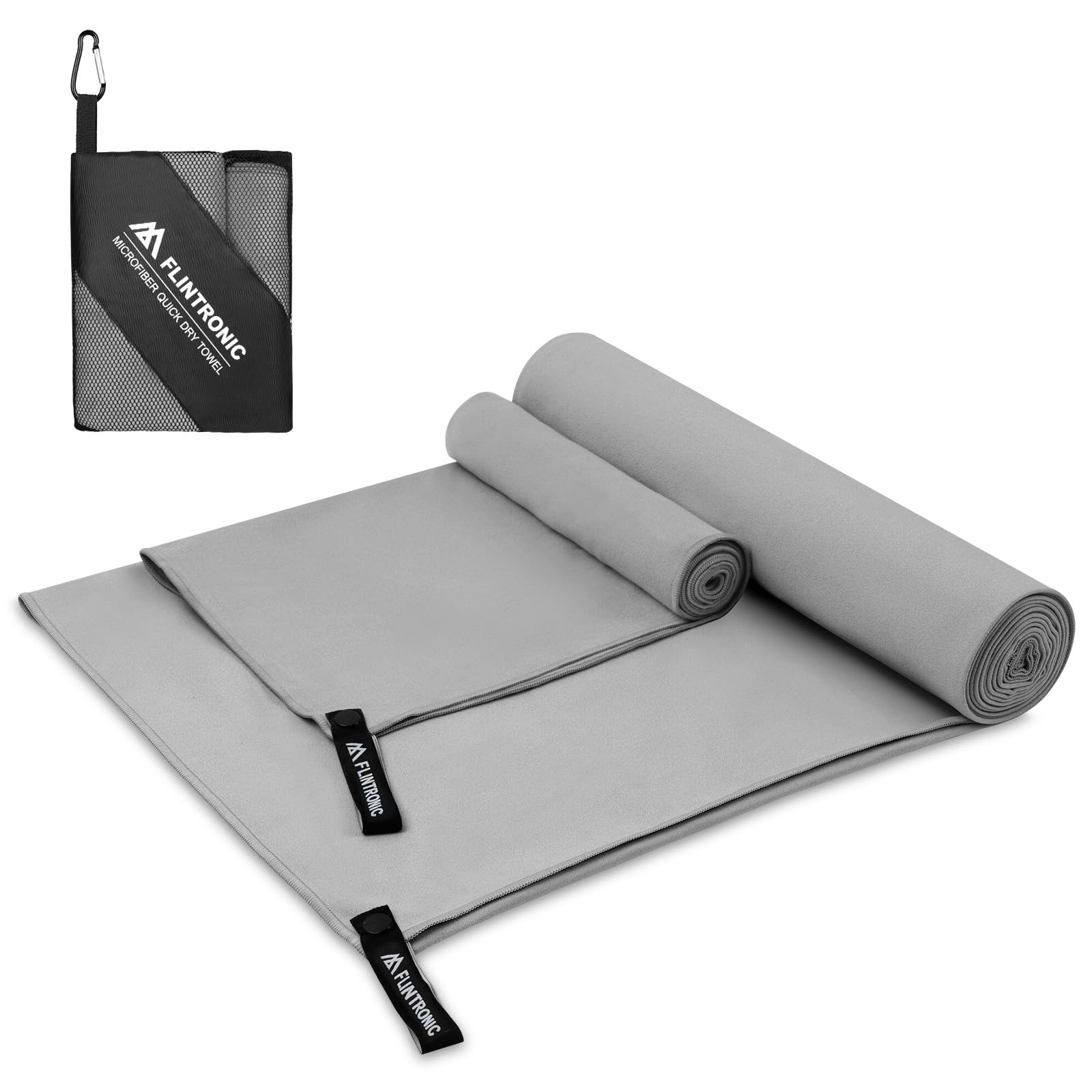 flintronic 2 Pack Microfibre Towel, 180x60CM+80x40CM Microfibre Travel Towel, Lightweight Absorbent, Ultra-lightweight & Fast Drying, for Yoga,Camping & Backpacking