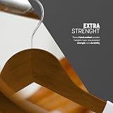 KEPLIN Strong Natural Wood Hangers 30 Pack Walnut 360 Rotatable Hook Notches view 5