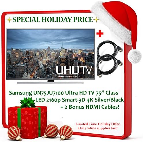 Black Friday Deal Brand New! Samsung UN75JU7100 LED 75" Smart 2160p 3D 4K Ultra HD TV - Silver/Black + 2 Bonus HDMI Cables!