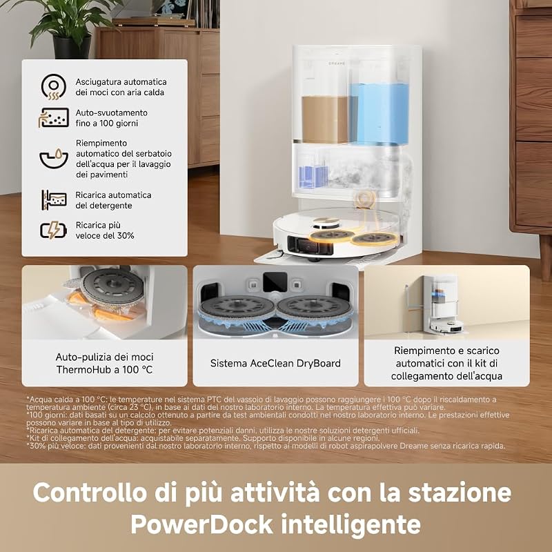 L50 Ultra AE Robot Aspirapolvere,Autopulizia Mocio 100 °C, 28.000 Pa