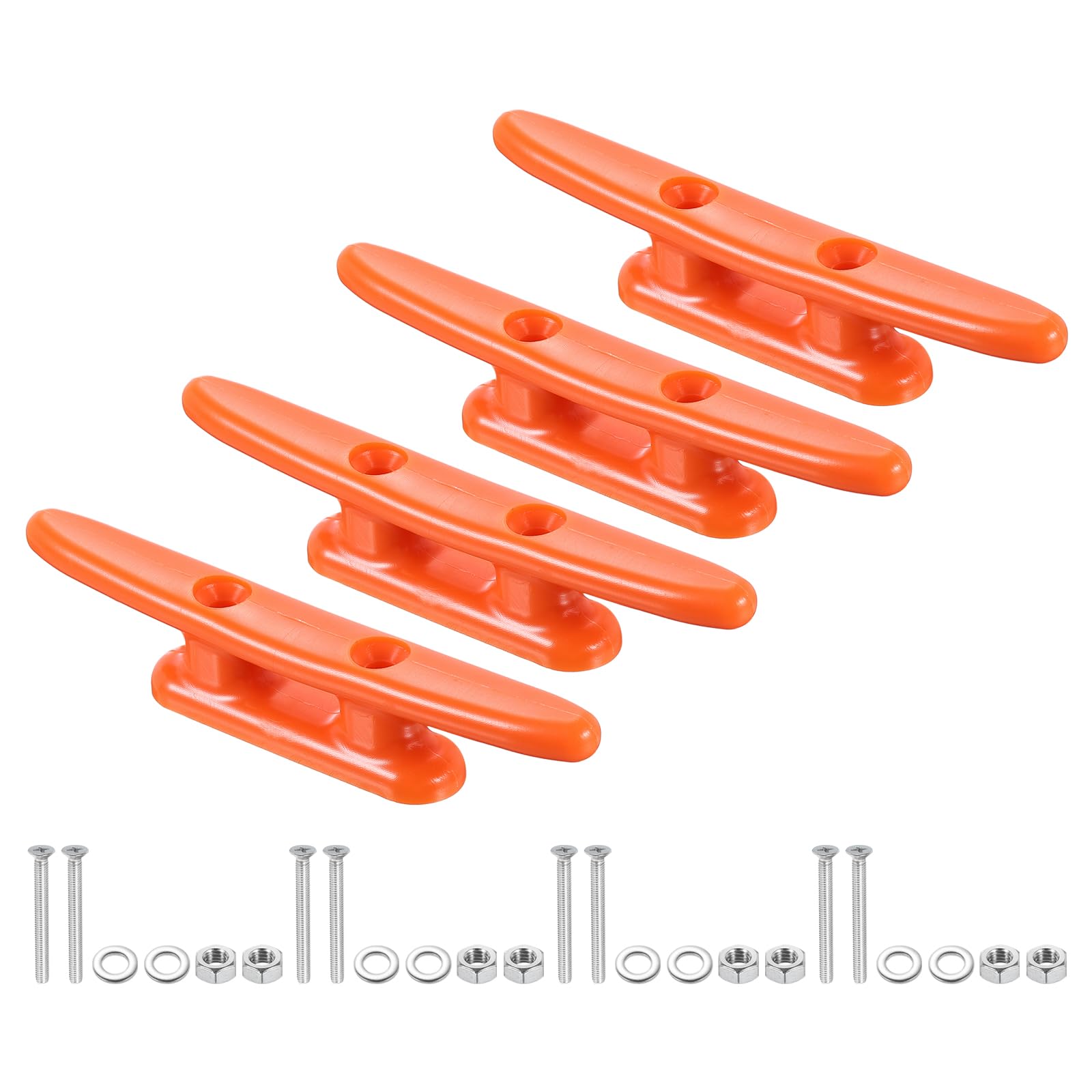 PATIKIL 4 Inch Nylon Boat Dock Cleat 4 Pack Kayak Rope Tie Cleat with Screws for Boat Docks Kayaks Marine Nautical Decor, Orange