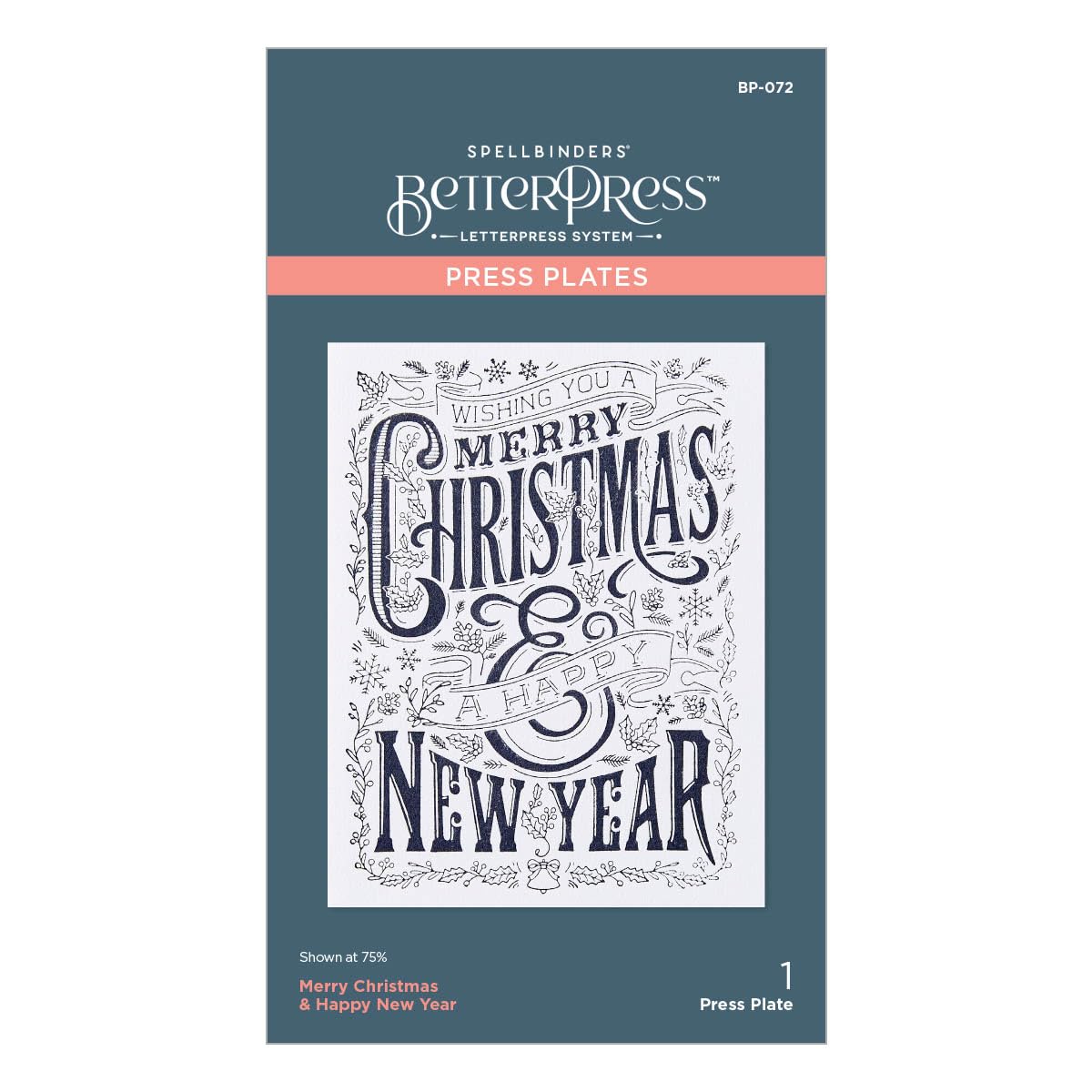 Spellbinders Merry Christmas & Happy New Year Press Plate from The BetterPress Christmas Collection