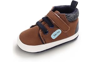 Sekantrol Newborn Baby Boys Girls First Walker Crib Shoes Soft Rubber Sole Infant Sneakers Fashion High-Top Non-Slip Toddler Oxford Dress Moccasins
