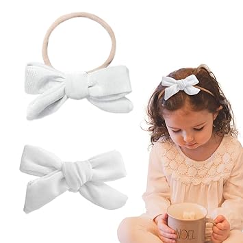 Aileam Nylon Headband White Baby Girl Headbands Nylon Knotted