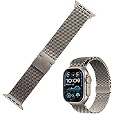 THEAGE Milanese Mesh Loop Compatible with Apple Watch Bands 49mm 46mm 45mm 44mm 42mm for Men Women, Pure Titanium Mesh Loop with Parachute-style Buckle for iWatch Ultra 2 Series 10 9 8 7 6 SE 5 4 3