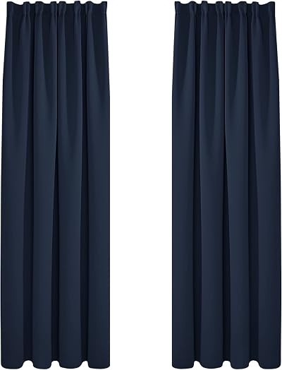 Deconovo Navy Blue Window Treatment Blackout Curtains 2 Panels W55 x L96
