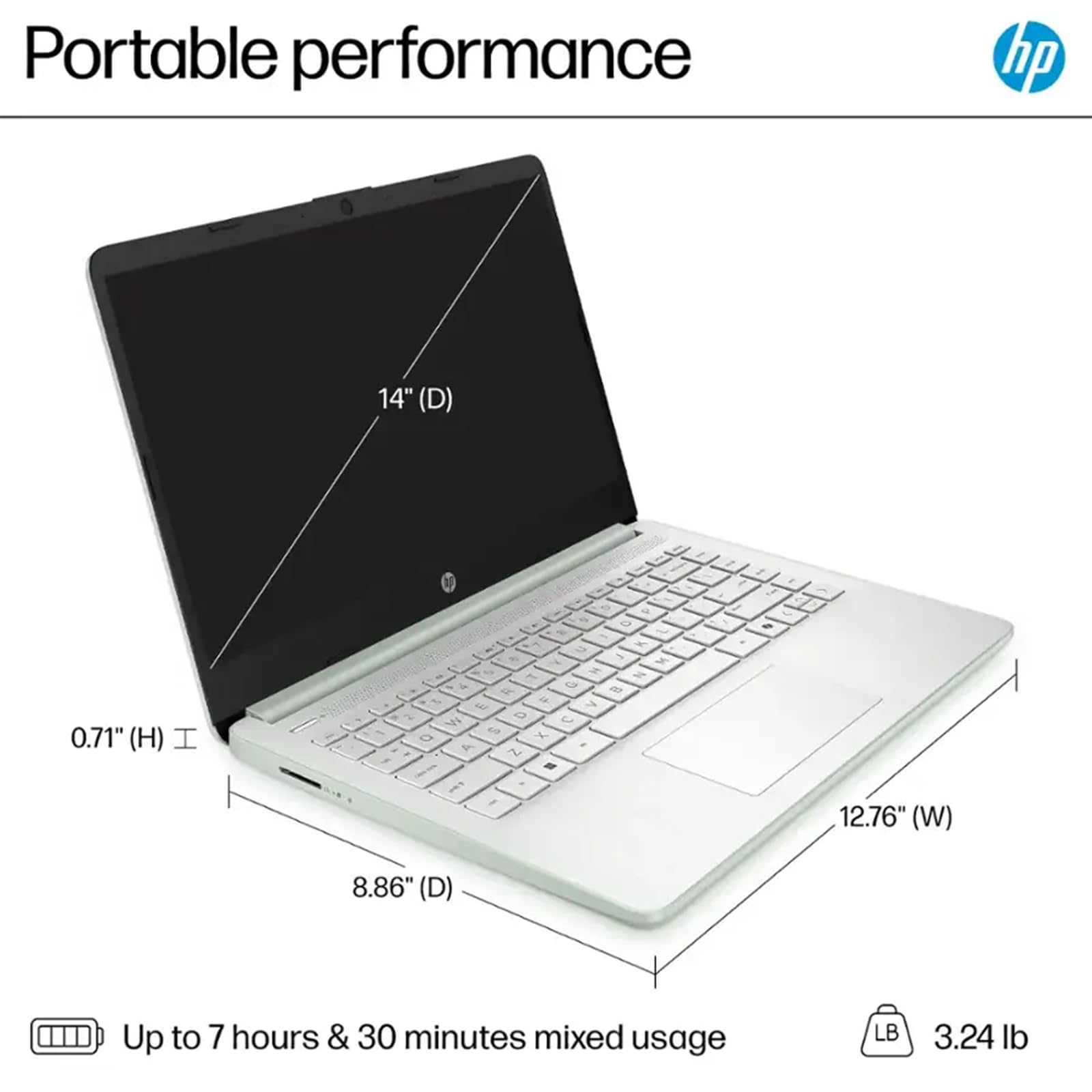 Computadora portátil HP de 14 pulgadas para estudiantes y empresas: procesador Intel de 4 núcleos, 16 GB de RAM, 128 GB UFS y tarjeta SD de 256 GB, Ai Copilot, 1 año de Office 365, Win 11 Pro, todo el día, con paquete Redragon (verde)