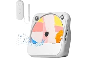 ENVYCLOUD Portable CD Player Bluetooth Rechargeable, Wireless Mini Desktop for Home with HiFi Speaker, Cute CD Player Remote Control, Supports CD/FM Radio/USB/AUX/Timer/Repeat, White