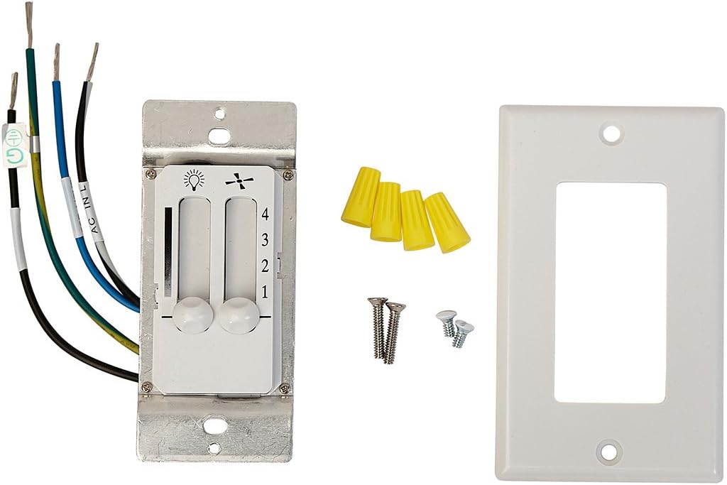 White 4 Speed Ceiling Fan Wall Control with LED Dimmer Light Switch | Wall Face Plate Included: Industrial & Scientific
