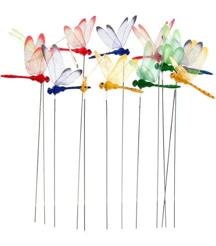 Piquets de libellule de jardin avec bâtons, 3D amovibles, 25,4 cm, imperméables à tête secouante, décoration de jardin, cadeaux fantaisistes pour la maternelle (25,4 cm, noir