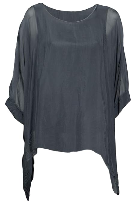 Cara Mia Seidentunika für Damen Made in Italy Fledermaus-Ärmel Viele Farben 38 40 42 44