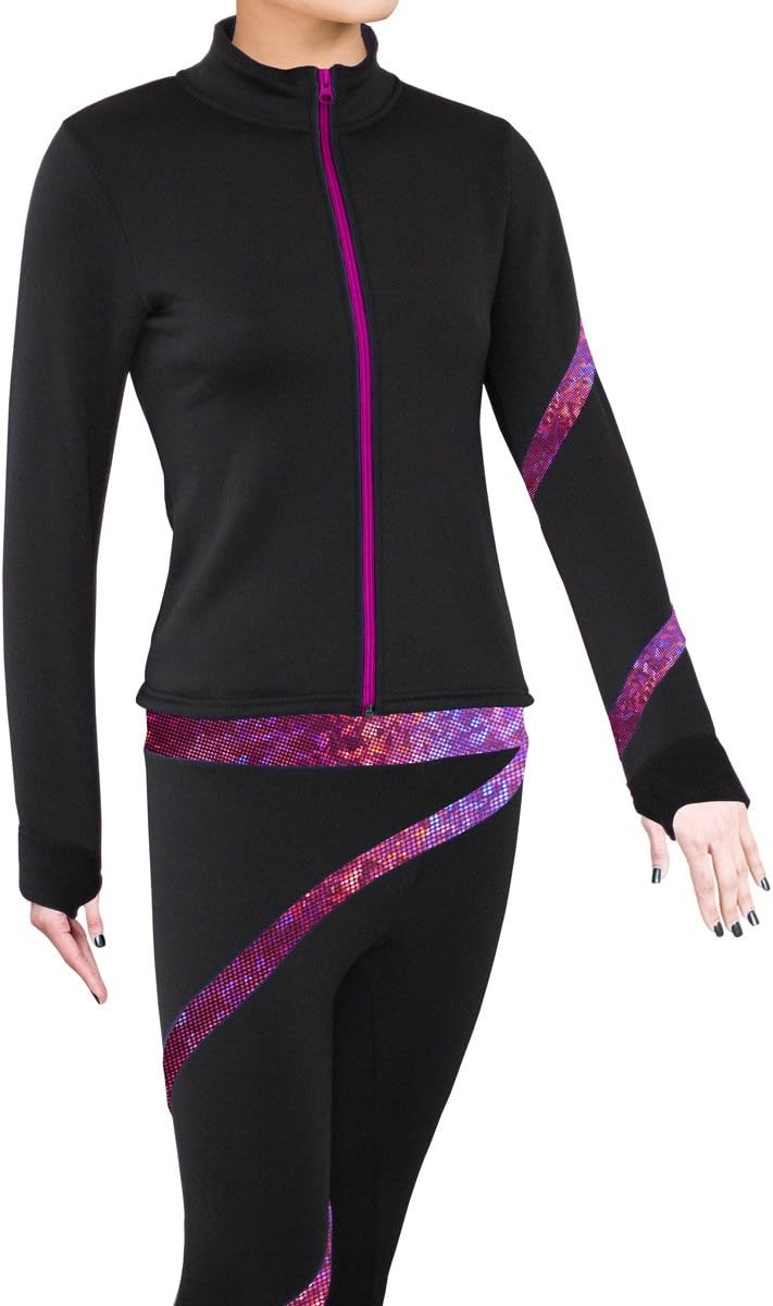 ny2 Sportswear Figure Skating Polartec Polar Fleece Spiral Jacket: Sports & Outdoors