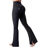 Flamingals Butt Lifting Flared Leggings for Women High Waisted Tummy Control Flap Pocket Hidden Scrunch Cargo Yoga Pants