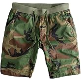 Setwell Mens Camo Sweat Shorts Drawstring Waist Camouflage Workout Gym Sports Training Cotton Running Shorts with Pocket