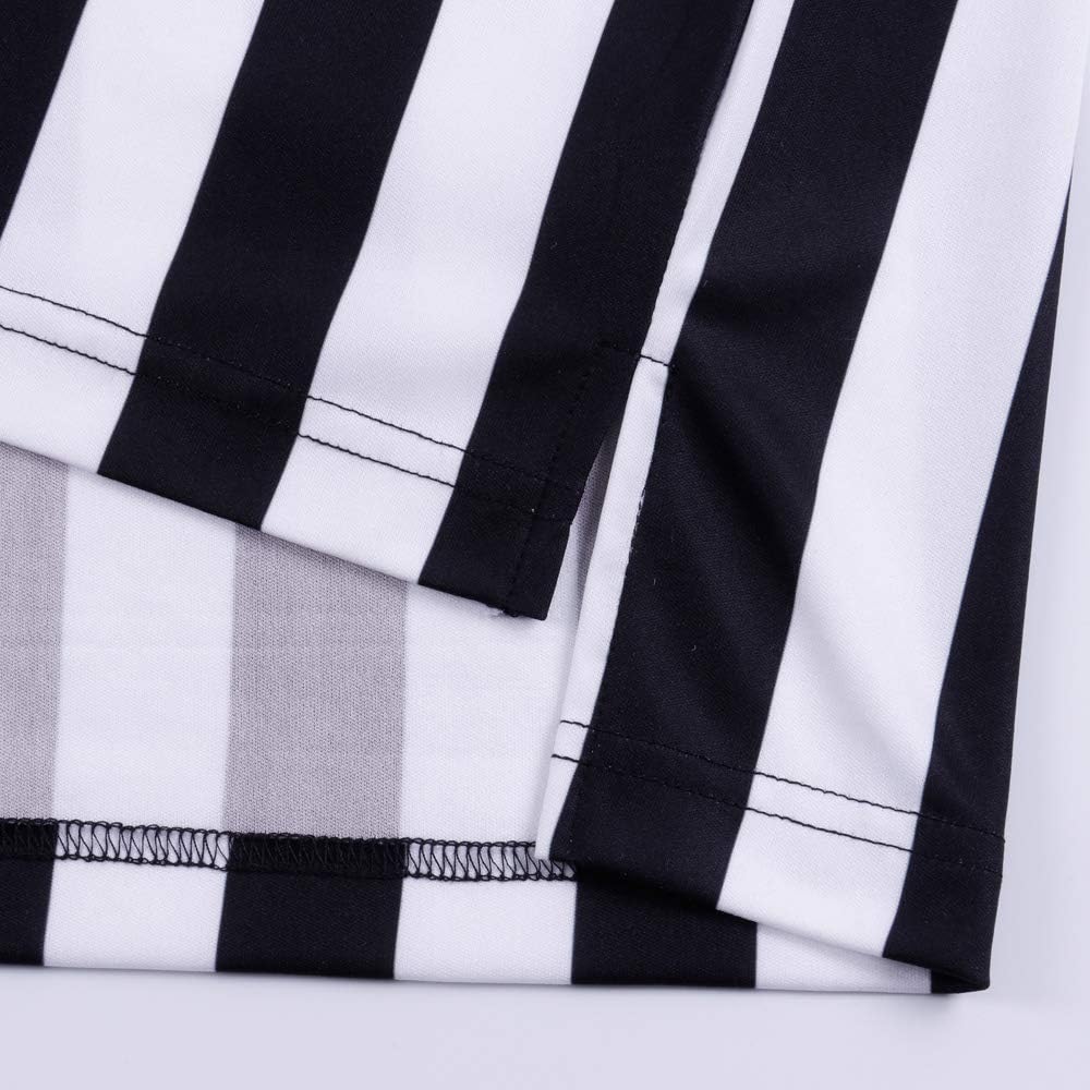 allentian Men's Referee Shirt - Official Black & White Stripe Referee/Umpire Jersey – Pro-Style V-Neck Referee Uniform, Great for Basketball, Football, Soccer: Sports & Outdoors