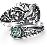925 Sterling Silver Spoon Rings Butterfly/Dragonfly/Hummingbird/Cross Adjustable Sunflower Thumb Ring For Women Turquoise Boho Ring Vintage Rings Unique Jewelry Present for Christmas Mother's Day