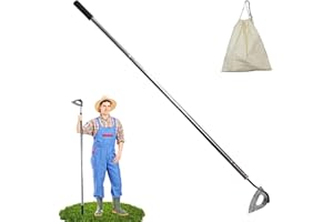 HRADHOL Hoe Garden Tool,All-Steel Hardened Hollow Hoe Heavy Duty Action Hoe with 55 Inch Adjustable Handle Scuffle Garden Hula Hoe with Rake for Backyard Weeding,Farm Planting (1 Pack Long Handle Hoe)