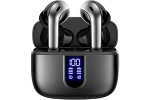TAGRY Bluetooth Headphones True Wireless Earbuds 60H Playback LED Power Display Earphones with Wireless Charging Case IPX5 Wa