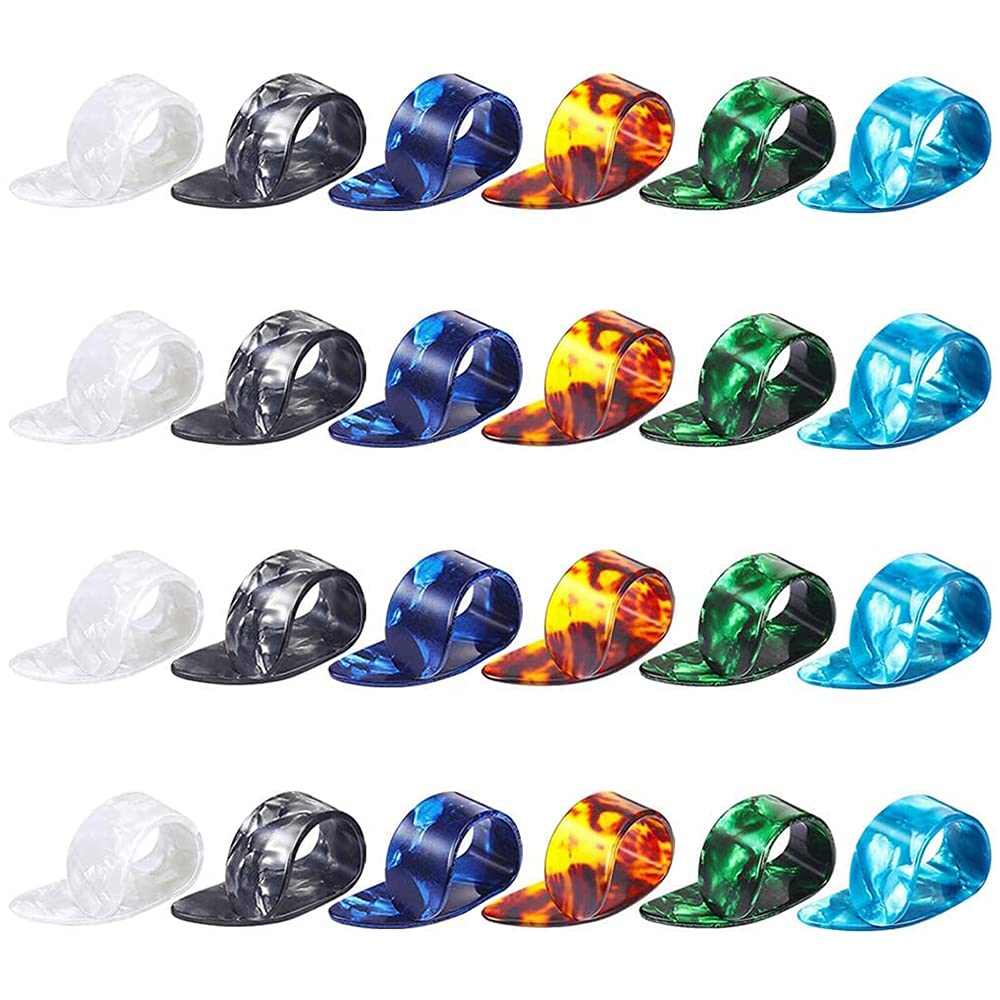 24 Pieces Thumb Picks Finger Picks, Medium Flat Thumbpicks Guitar Thumb Finger Picks