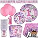 95 Piece 1 Year Old Girl Birthday Party Set Including Banner, Plates, Cups, Napkins, Tablecloth and Balloons, Serves 20