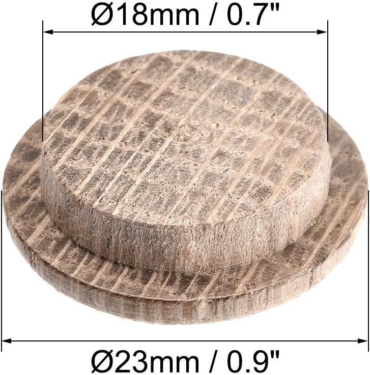 sourcing map Wood Button Plugs 0.7 Inch Oak Hardwood Screw Hole Furniture Plugs 10 Pack, 18mm Hole x 23mm - Image 3