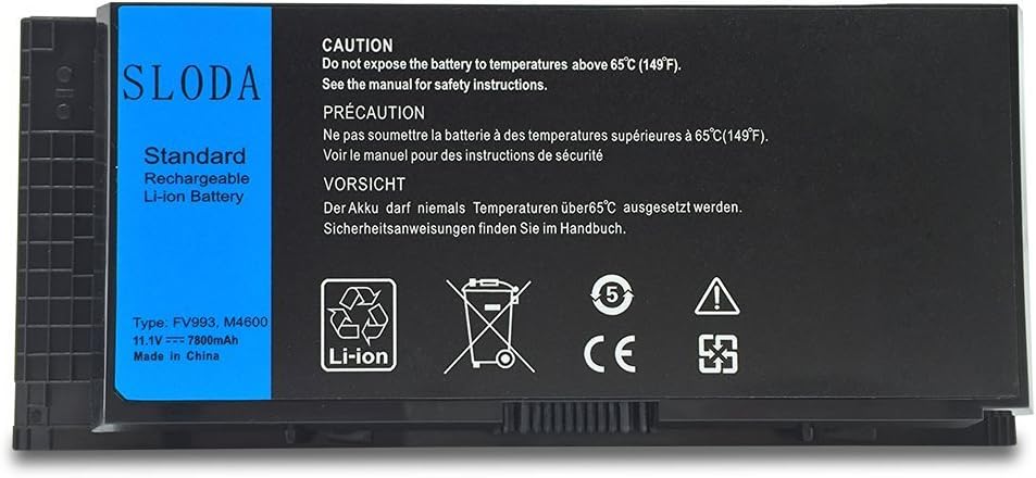 SLODA Laptop Battery for Dell Precison M4600 M4700 M6600 M6700 Compatible for FV993 PG6RC R7PND 0TN1K5 NEW Laptop Notebook Computer[Li-ion 9-Cell 11.1V 7800mAh]