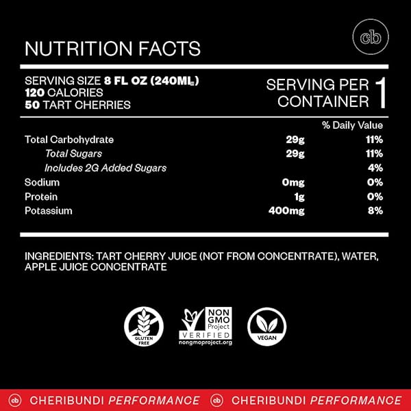 CHERIBUNDI TART CHERRY JUICE ORIGINAL | TART CHERRY SWEETENED WITH APPLE JUICE | ATHLETES RECOVERY DRINK | PROMOTES RESTORATIVE SLEEP, MUSCLE RECOVERY & BOOSTS PERFORMANCE | 8 FLOZ (12 PACK)