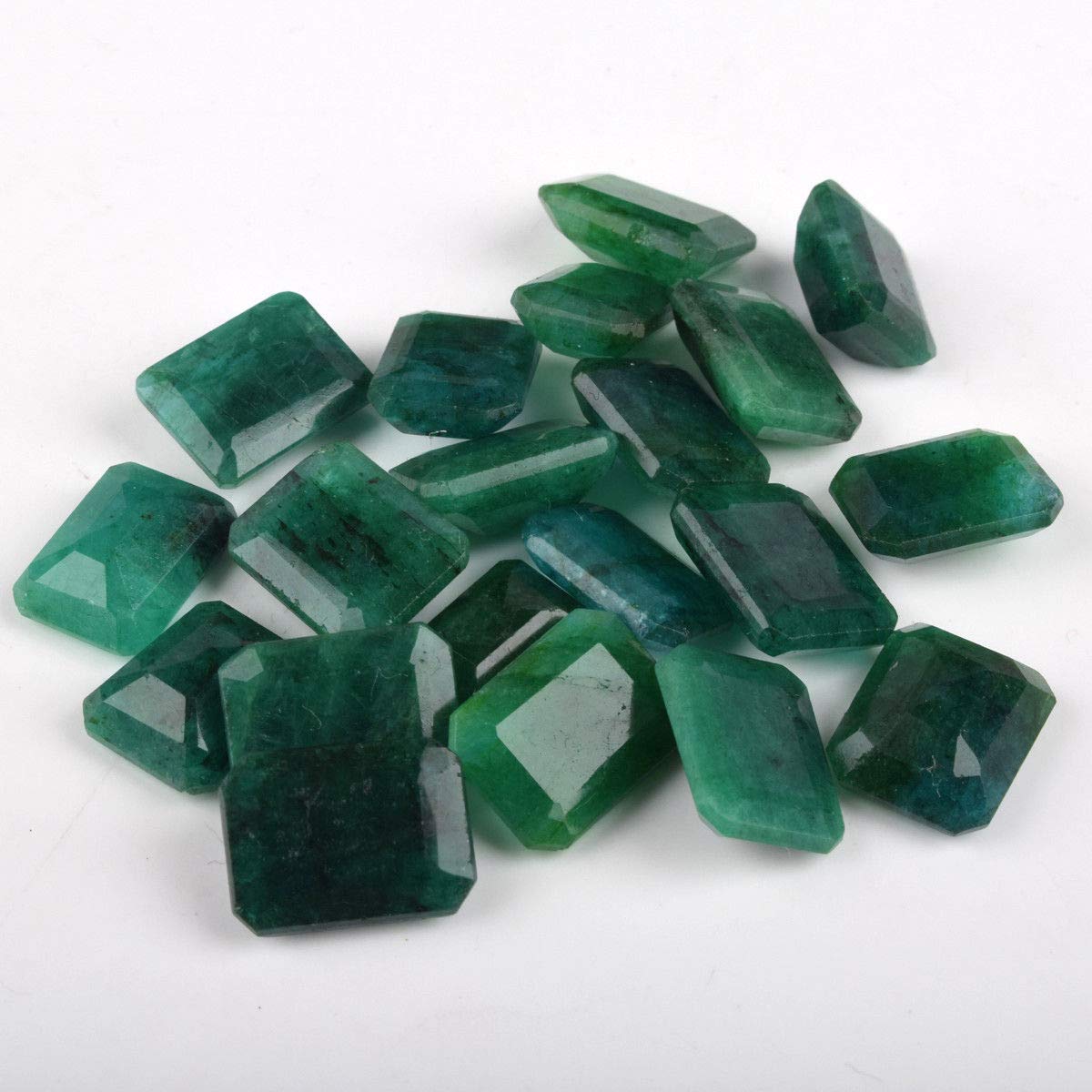GEMHUB Zambian A+ Grade Green Emerald Approx 200 Ct. Set of Fine 20 Pieces Natural Green Emerald Loose Gemstones Beads