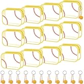 24 Pieces Softball Cosmetic Bag Gifts Softball Makeup Bag with Softball Keychain, Accessories for Makeup Bags Clear PVC Portable Makeup Bags Toiletry Zipper Pouch for Women, Girls, Team Player(12 Set)