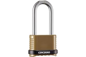 CINCINNO 4 Digit Combination Lock, Heavy Duty Combo Padlock with Long Shackle for Outdoor Use,Sheds, Locker, Storage Unit, Gym and Gate